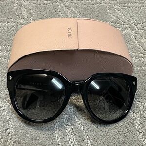 Prada Black Oversized Sunglasses with Pink Case